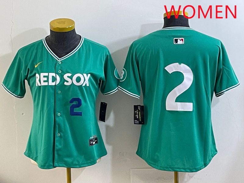 Women Boston Red Sox #2 No Name Green Joint Name Nike 2025 MLB Jersey style 2